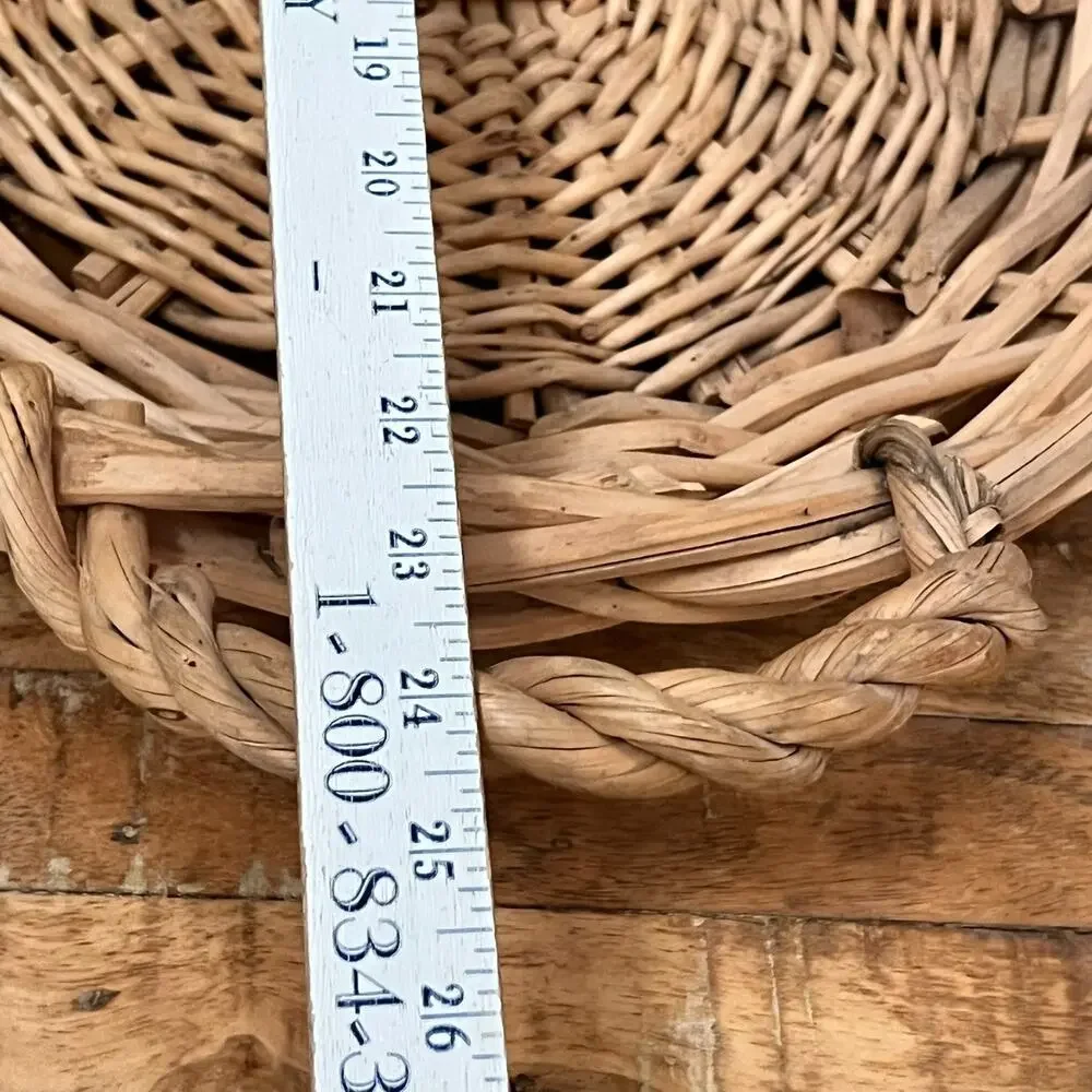 Rattan Woven Wicker Oval Basket With Handles Farmhouse Cottage